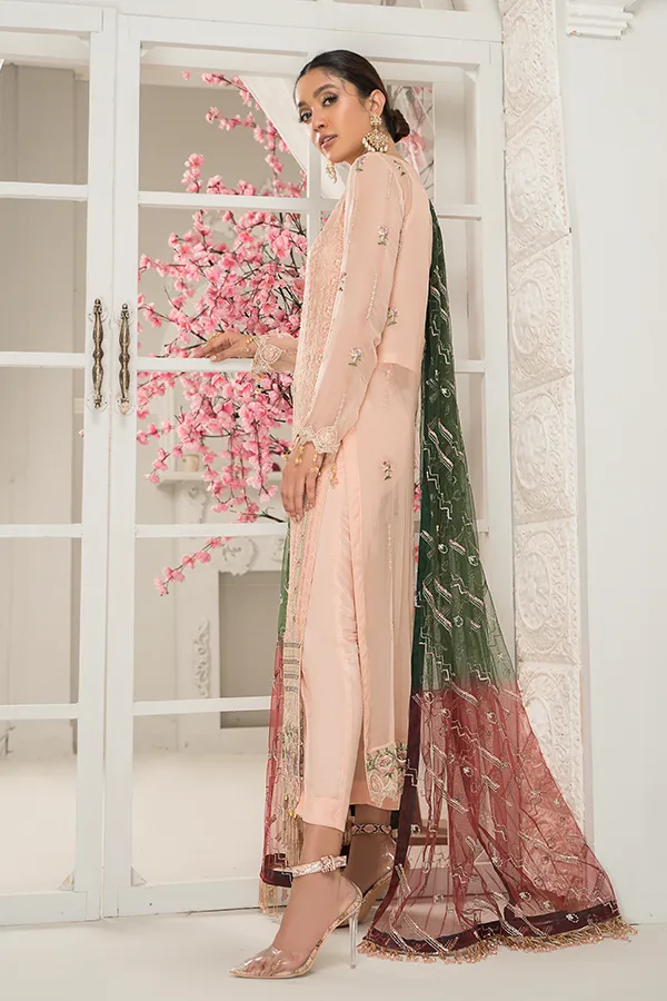 Peach Salwar Kameez with Elegant Embellishments #PF351