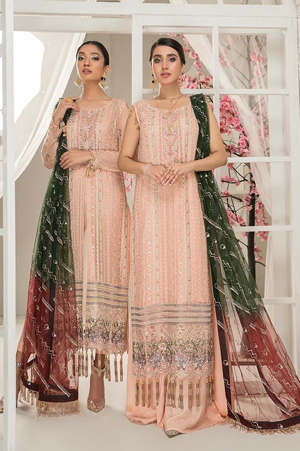 Peach Salwar Kameez with Elegant Embellishments #PF351