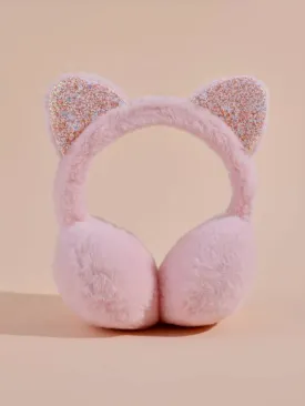 Pink Children's Cat Faux Fur Ear Muffs