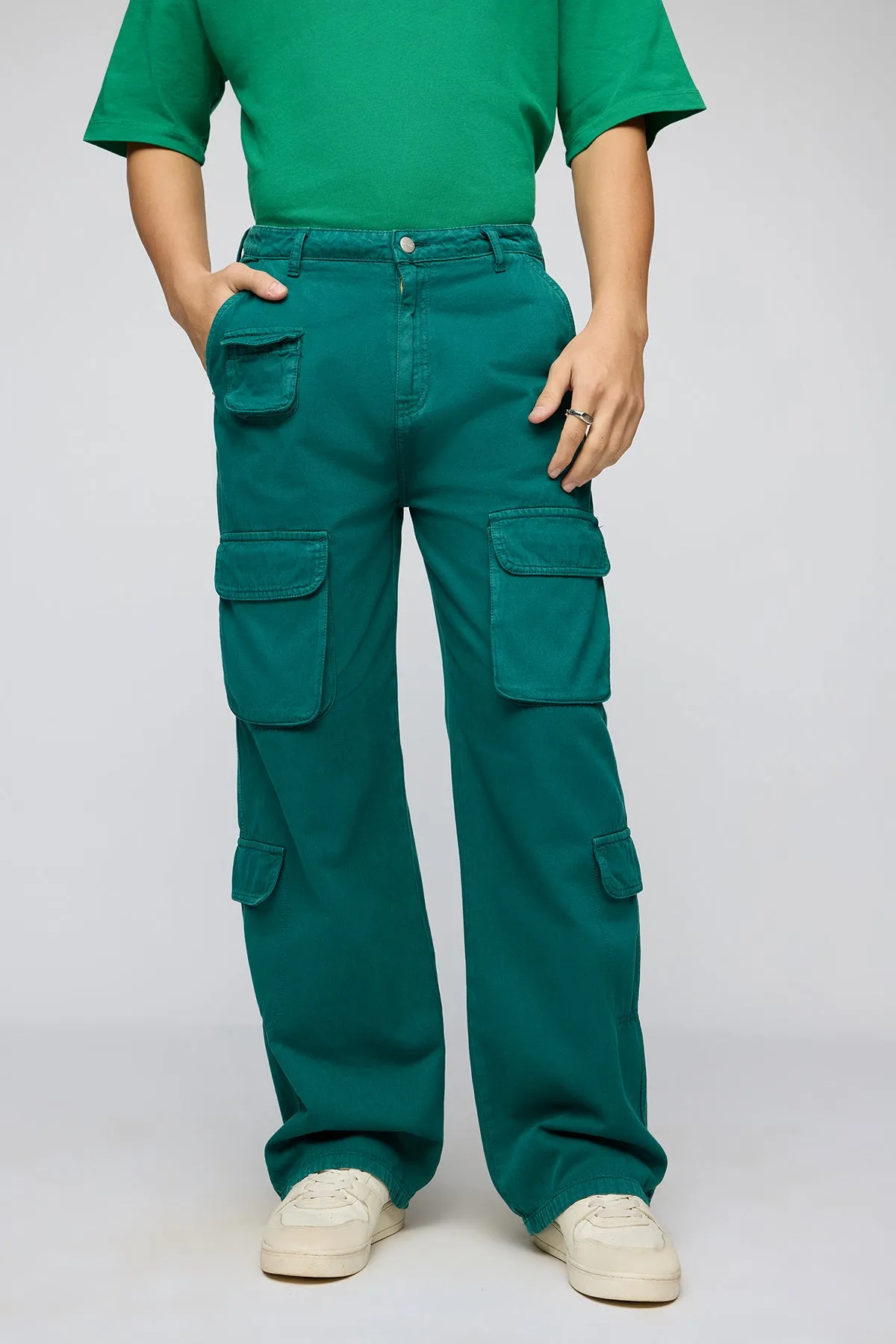 Rich Emerald Utility Men's Cargo Jeans