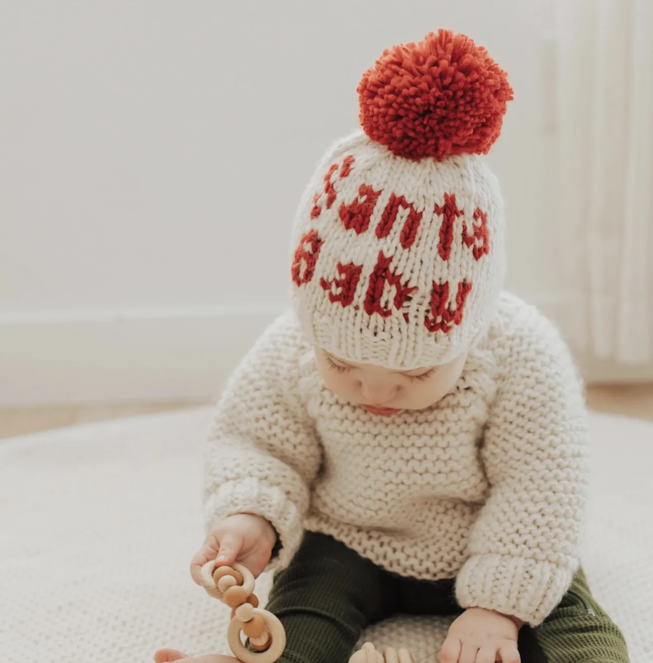 Santa Baby Hand Knit Beanie Hat Baby & Kids