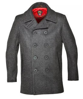 Schott Men's Slim Fit Wool Pea Coat - Dark Oxford