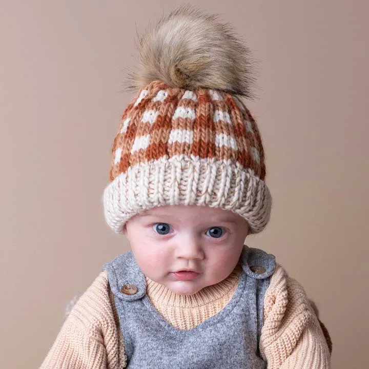 Sienna Buffalo Check Pom Pom Beanie Hat Baby & Kids