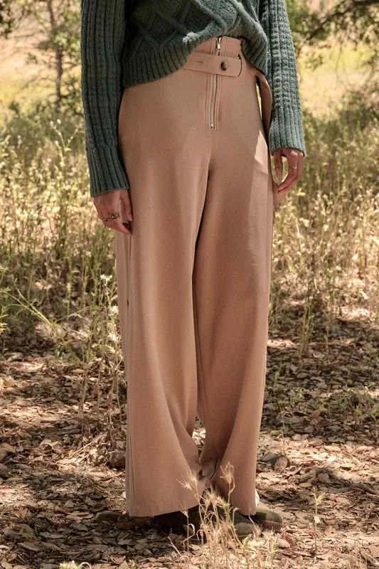 Skyline Elegance High-Waisted Pants - Sand