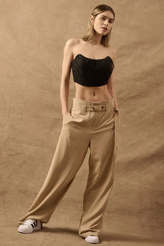 Skyline Elegance High-Waisted Pants - Sand