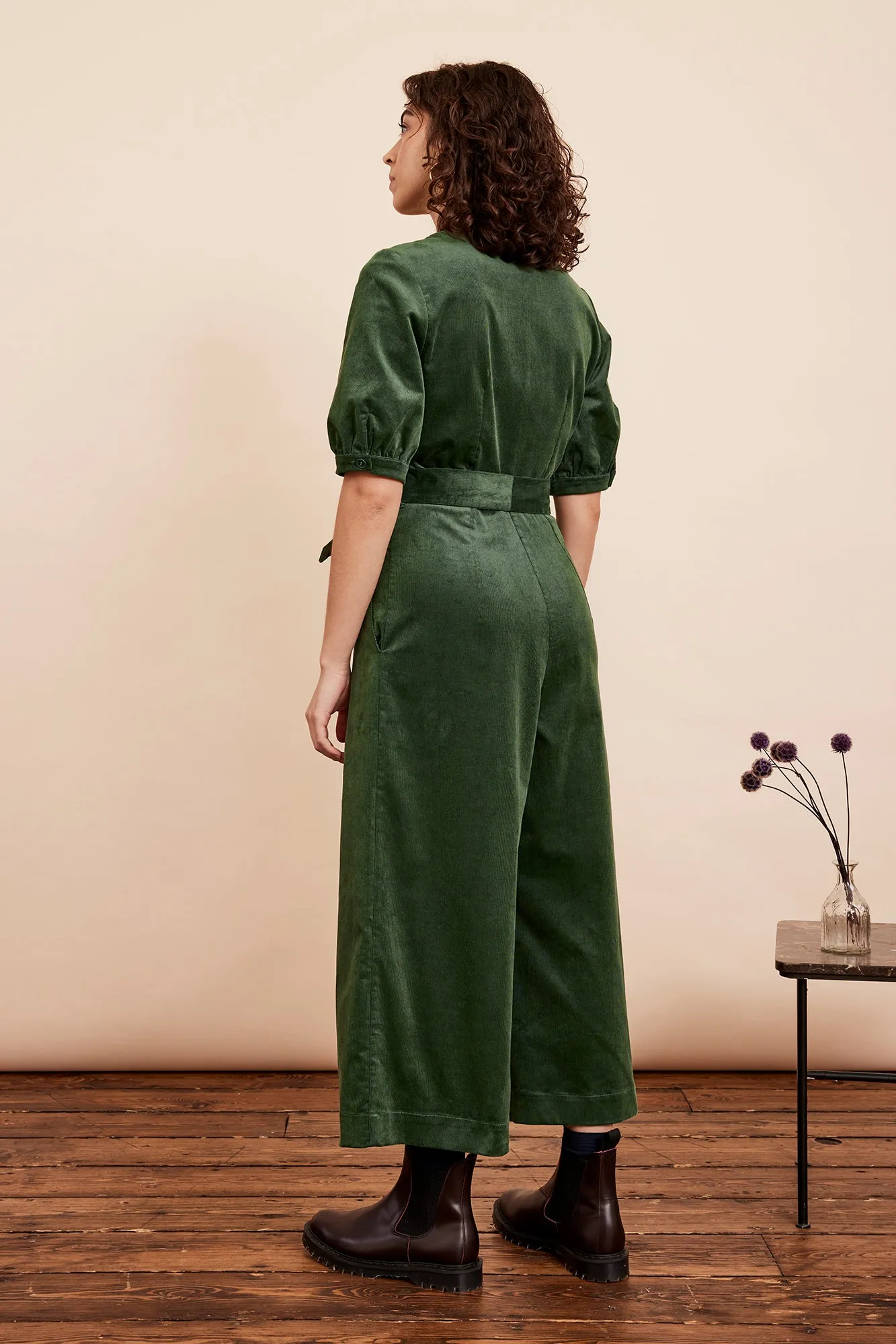 Stella Needlecord Forest Green Jumpsuit