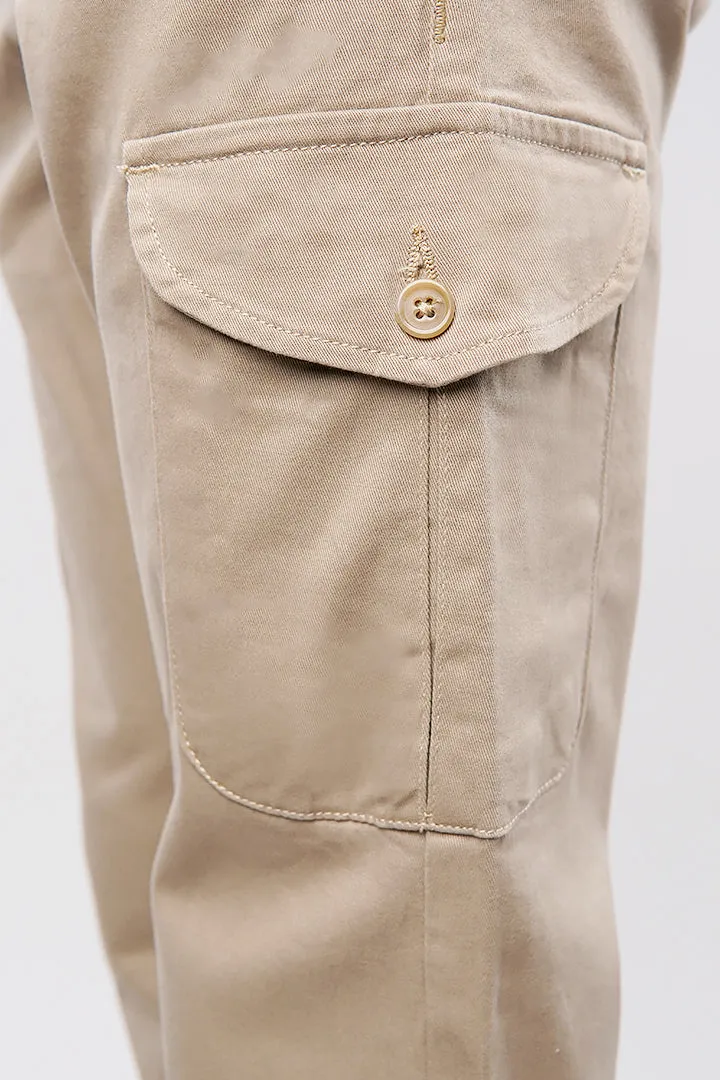 Straight Cargo Pants - Beige