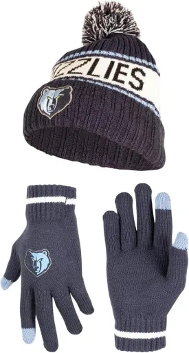 Ultra Game NBA Official Men’s Super Soft Winter Beanie Knit Hat With Extra Warm Touch Screen Gloves - Unisex, Memphis Grizzlies, Team Color, 1SIZE|Memphis Grizzlies