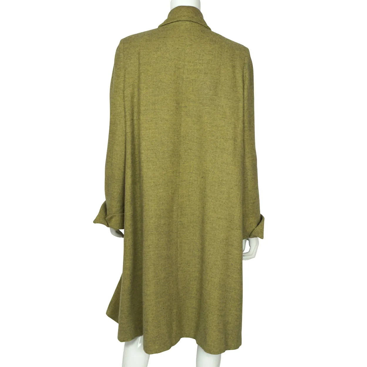 Vintage 1950s Coat Green Herringbone Tweed Wool Ladies Size M L