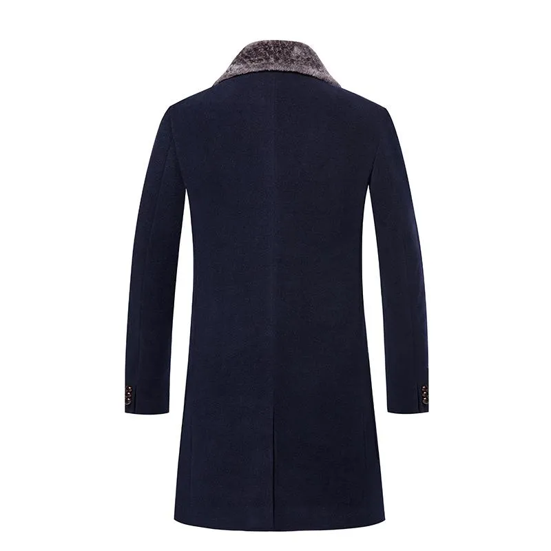 West Louis™ Splicing Collar Woolen Casual Trench Overcoat