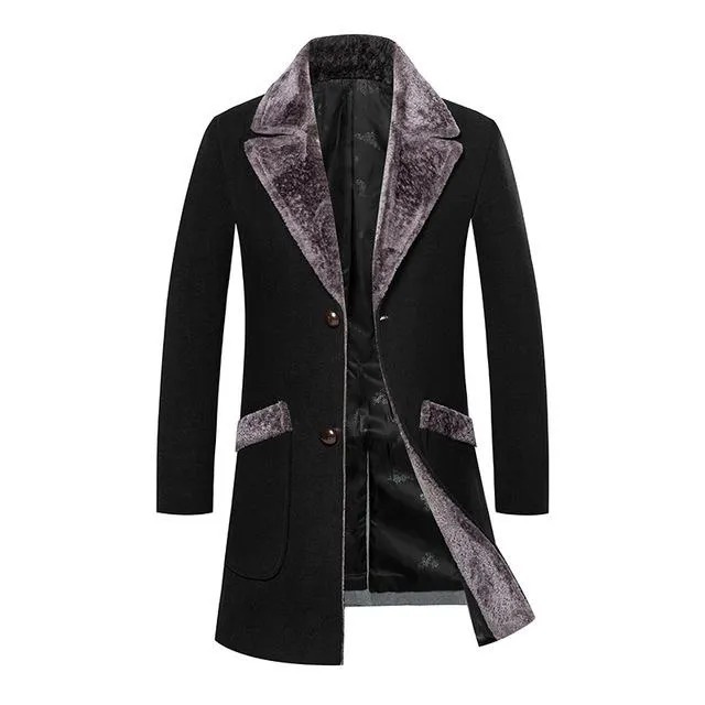 West Louis™ Splicing Collar Woolen Casual Trench Overcoat