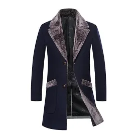 West Louis™ Splicing Collar Woolen Casual Trench Overcoat