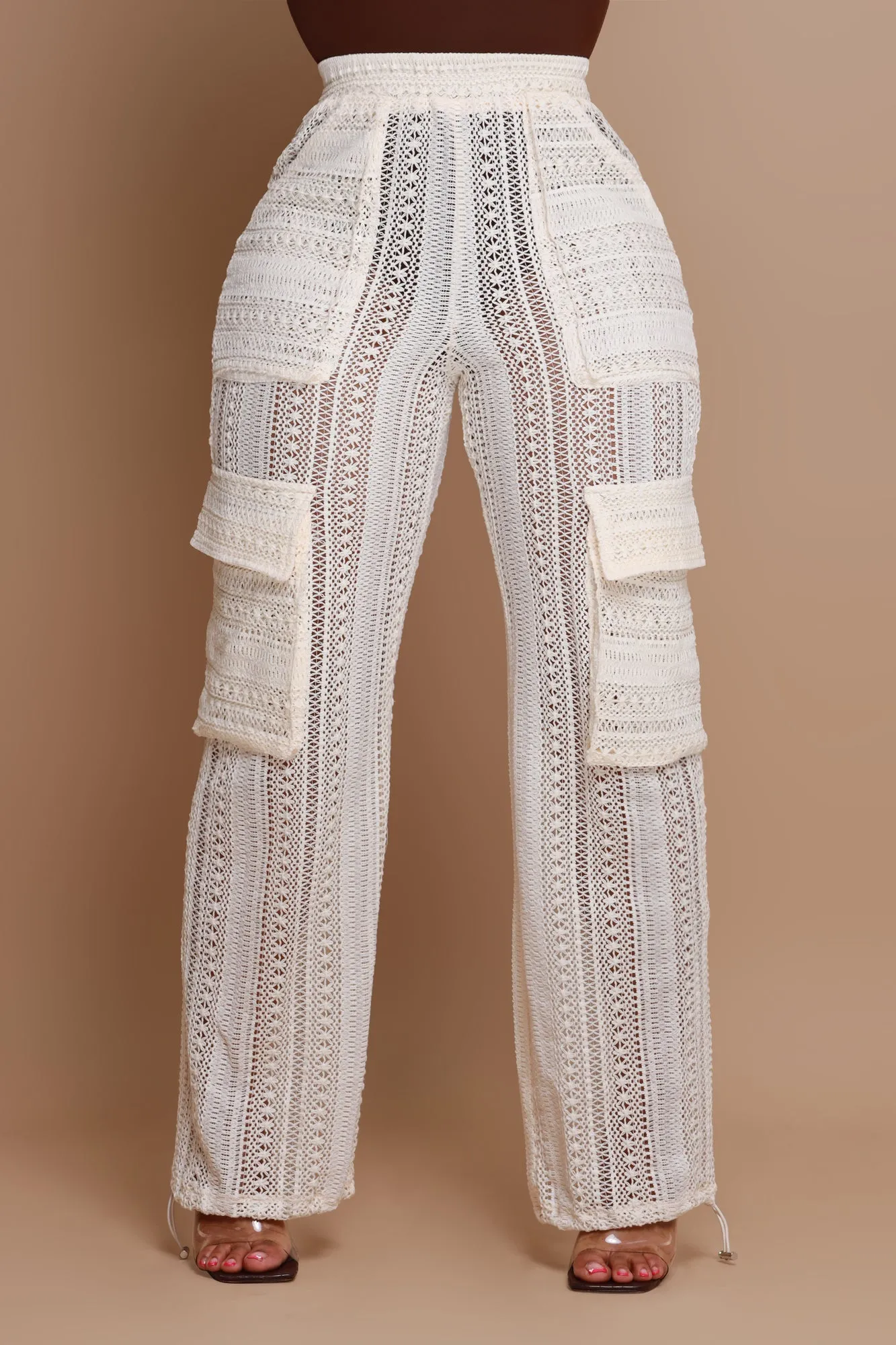 What To Say Lace Cargo Pants - Cream