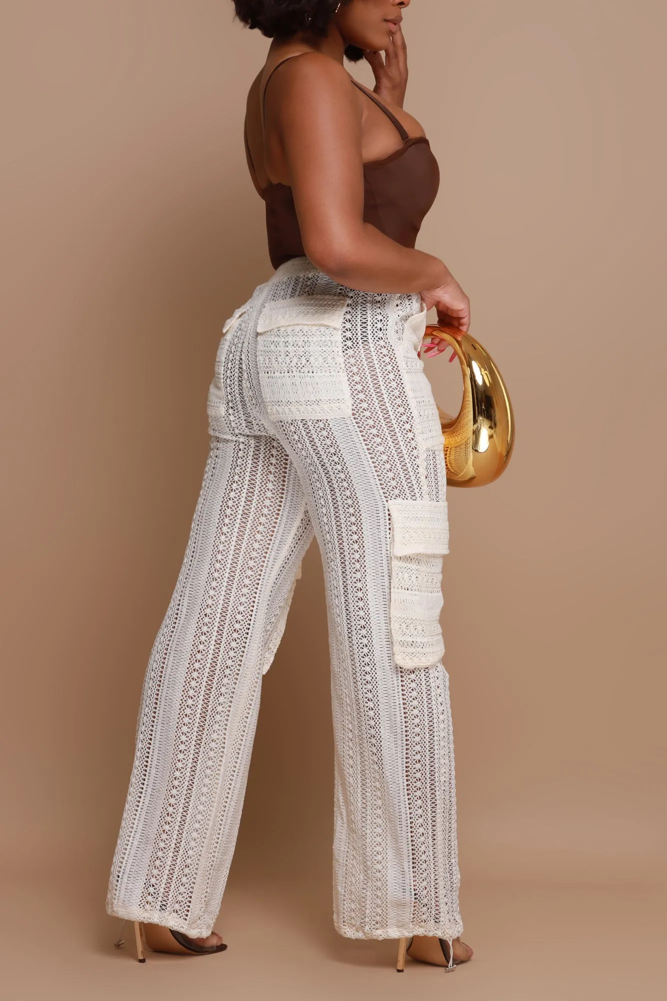 What To Say Lace Cargo Pants - Cream