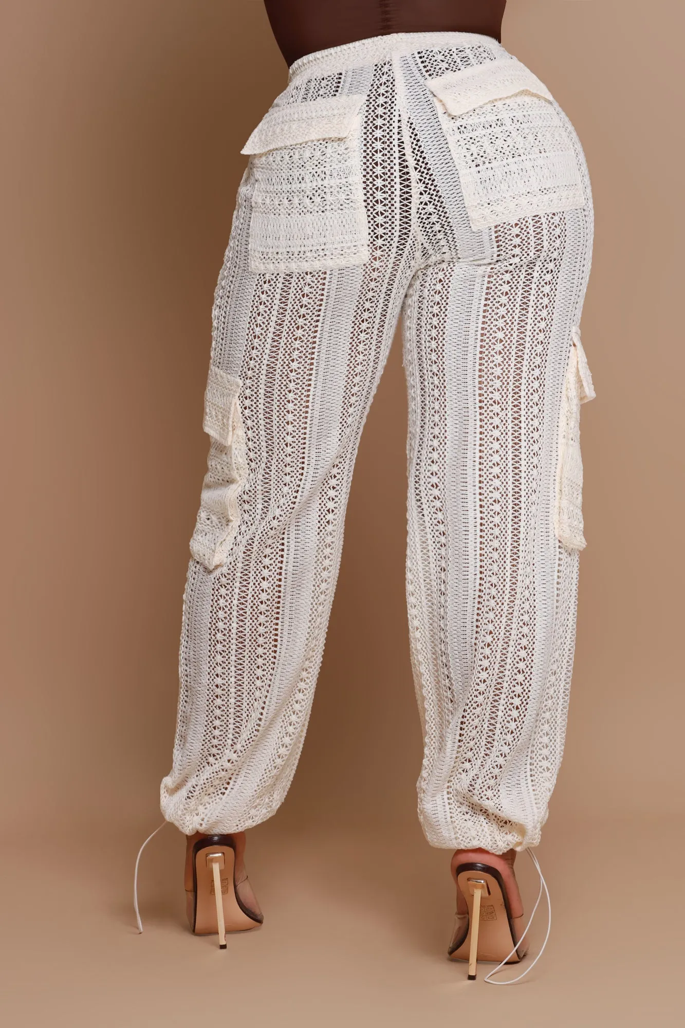 What To Say Lace Cargo Pants - Cream