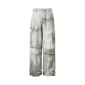 White Dirty Wash Cargo Pants