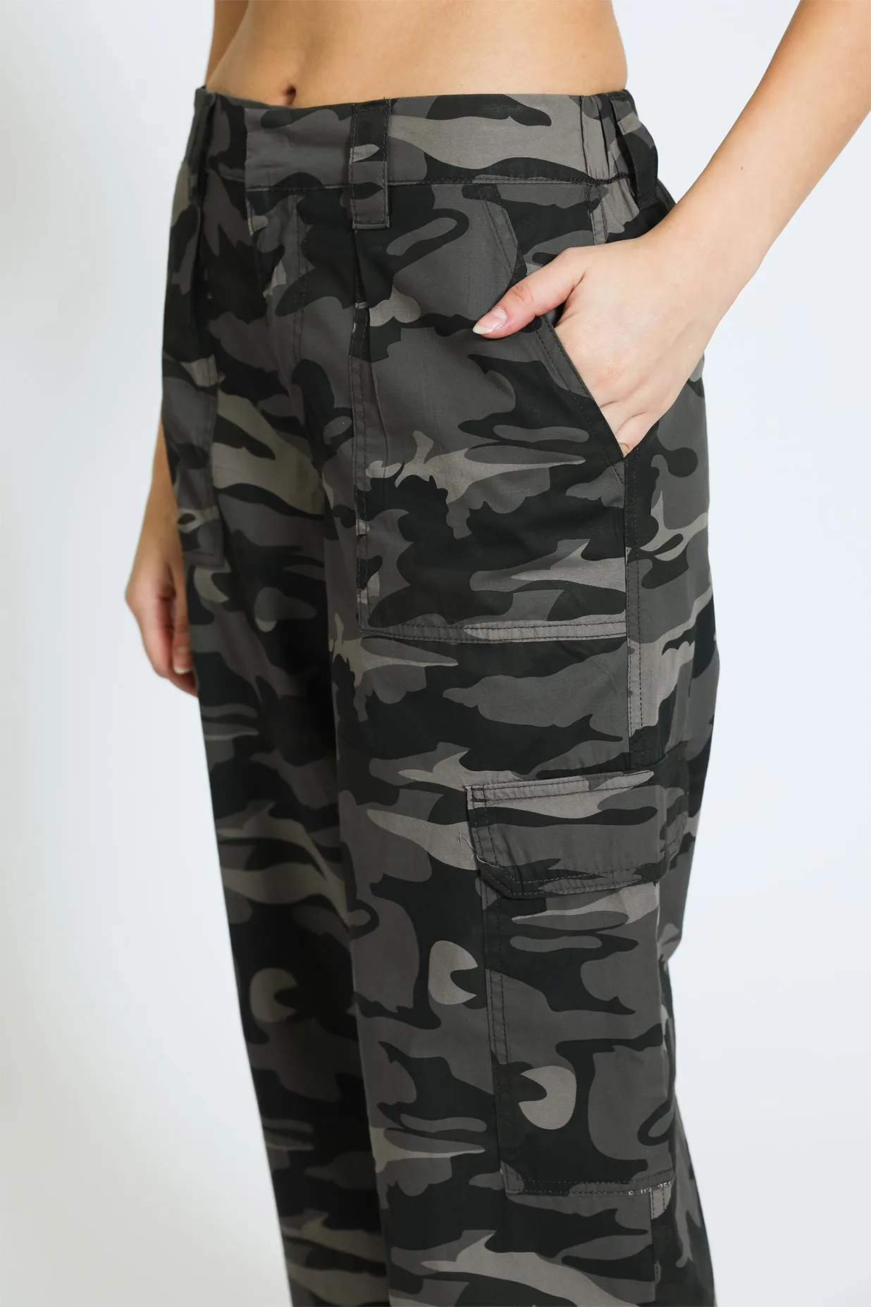 WIDE LEG Cargo Pant - OLIVE CAMO