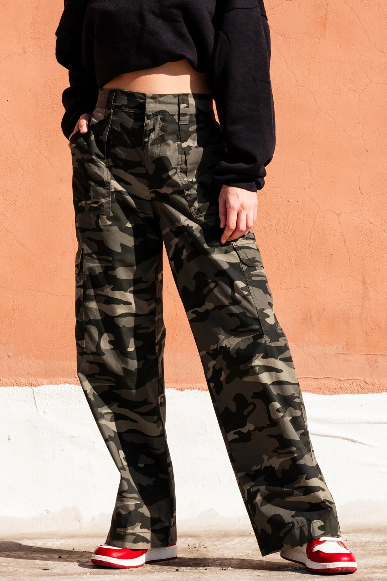 WIDE LEG Cargo Pant - OLIVE CAMO