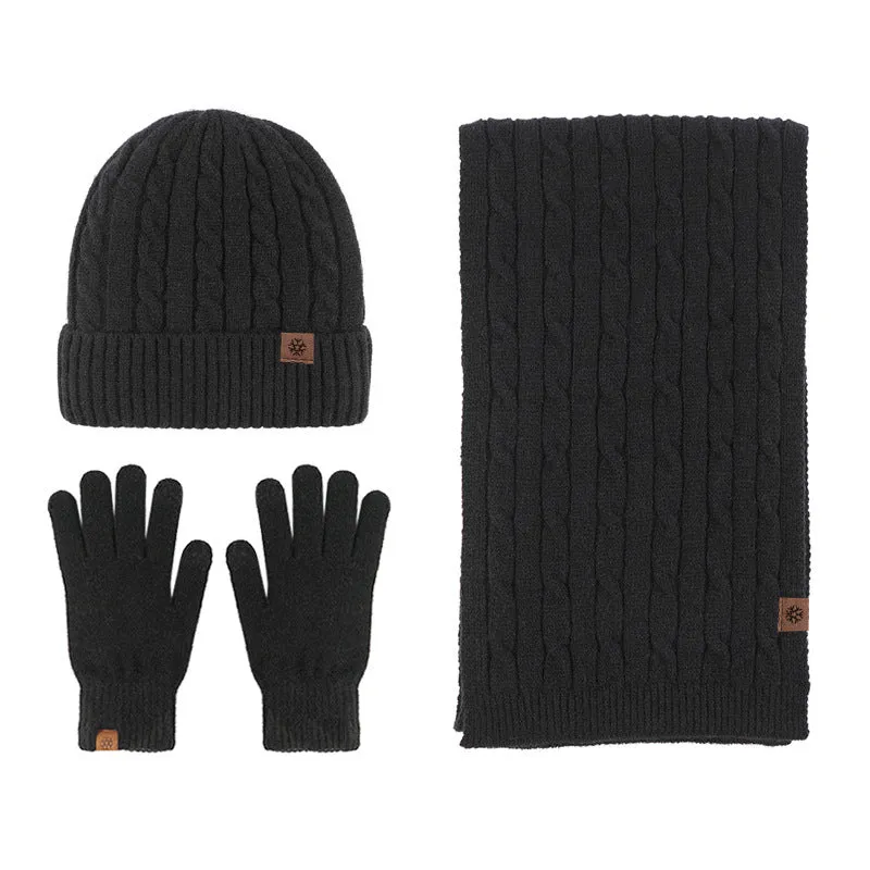 Winter Warm Hats Scarf for Men with Gloves Set