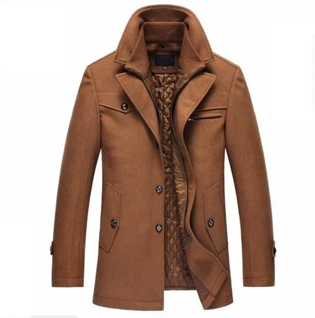 Winter Wool Coat Slim Fit Jackets Men Casual Outerwear