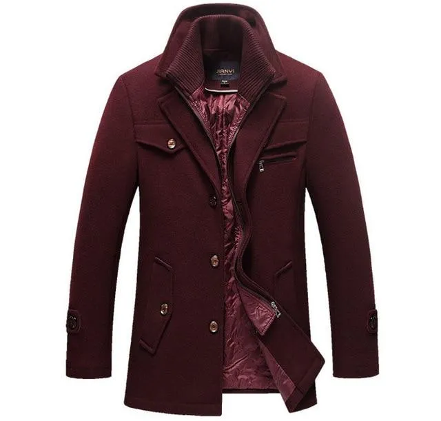 Winter Wool Coat Slim Fit Jackets Men Casual Outerwear