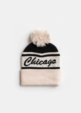 Youth Mad Hatter Chicago Pom Beanie - Black Script