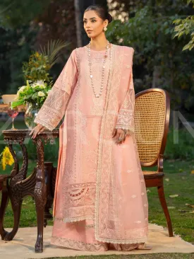 Zarqun Pink Embroidered Luxury Khadi Net Suit (2420A)