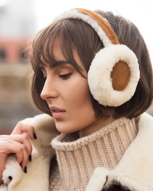 ZXM-207 Ear Muffs - Suede Lamb - Women - Camel